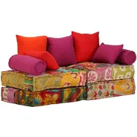 vidaXL Pouf modulaire à 2 places Patchwork Tissu