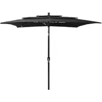 vidaXL Parasol avec mât en aluminium 3 couches noir 2,5x2,5 m