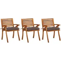vidaXL Chaises de jardin avec coussins 3 pcs. Bois massif acacia