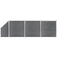 vidaXL WPC Clôture Set 3 Carrés + 1 Pente 619x186 cm Gris