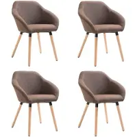 vidaXL Chaises de salle à manger 4 pcs Marron Tissu