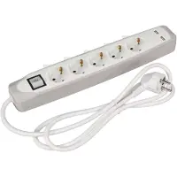 Perel Bloc Multiprise Avec Interrupteur - 5 Prises - 2 Ports Usb - Gris/blanc - Schuko