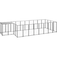 vidaXL Chenil noir 10,89 m² Acier