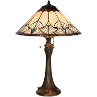 Clayre & Eef Lampe de table Tiffany Ø 51x78 cm Beige Bleu Verre