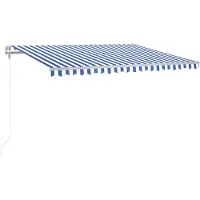 vidaXL Store automatique avec LED & capteur de vent 450x350 bleu et blanc