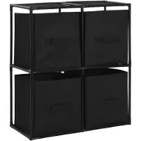 vidaXL Armoire de rangement avec 4 paniers tissu Noir 63x30x71cm Acier
