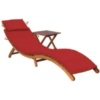 vidaXL Bain de soleil avec table et support en bois massif d'acacia