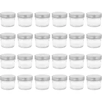 vidaXL 24 pcs Pots à confiture avec couvercles argentés Verre 110 ml