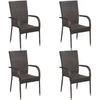 vidaXL Chaises de jardin empilables 4 pcs. Poly rotin brun