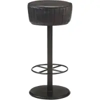 vidaXL Tabouret de bar noir en cuir véritable