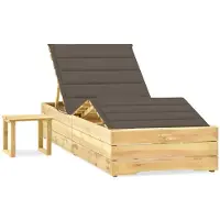 vidaXL Bain de soleil de jardin avec table et support Pin imprégné