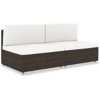 vidaXL Canapé modulable 2 places Poly rotin brun