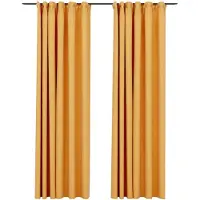 vidaXL Rideaux occultants aspect lin et crochets 2 pcs Jaune 140x245cm