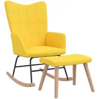 vidaXL Chaise à bascule avec tabouret Jaune moutarde Tissu