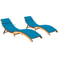 vidaXL Bains de soleil 2 pièces avec coussins en bois massif d'acacia