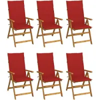 vidaXL Chaises de jardin pliantes 6 pcs. avec coussins en bois massif d'acacia