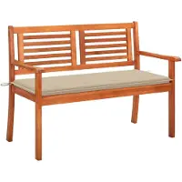 Natur24 banc de jardin 2 places avec revêtement beige 120 cm en bois d'eucalyptus