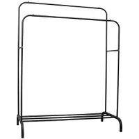 O'daddy Porte-manteau métal xl - porte-manteau noir - jusqu'à 25 kg par tube - double tringle à vêtements - porte-manteau avec porte-chaussures - Porte-manteau double - 110 x 54 x (130-150) cm