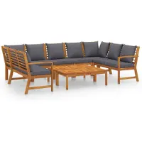 vidaXL Ensemble de salon de jardin 9 pièces avec coussins en bois massif d'acacia