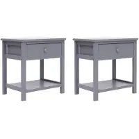 vidaXL Tables de chevet 2 pcs Gris 40x29x42 cm Bois de Paulownia