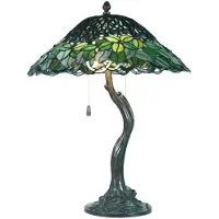 Clayre & Eef Lampe de table Tiffany Ø 47x58 cm Vert Verre