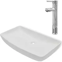 vidaXL Salle de bain lavabo avec mitigeur céramique rectangulaire blanc