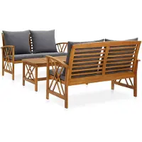 vidaXL Ensemble de salon de jardin 3 pièces avec coussins en bois massif d'acacia