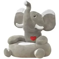 vidaXL Fauteuil d'enfant en peluche Eléphant Gris