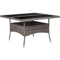 vidaXL Table de jardin Gris Poly rotin et verre