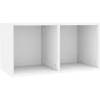 vidaXL Boîte de rangement pour disques vinyles Blanc 71x34x36 cm Bois composite
