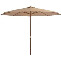 vidaXL Parasol avec mât en bois 350 cm Taupe