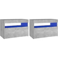 vidaXL Tables de chevet avec lumières LED 2 pcs gris béton 60x35x40 cm