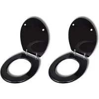 vidaXL Sièges de toilette avec couvercle 2 pcs. MDF Noir