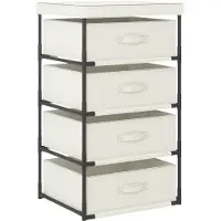 vidaXL Étagère de rangement avec 4 paniers en tissu Acier Crème