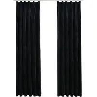 vidaXL Rideaux occultants avec crochets 2 pcs Velours Noir 140x245 cm