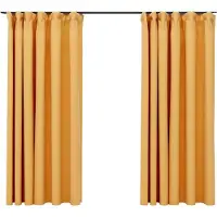 vidaXL Rideaux occultants aspect lin et crochets 2 pcs Jaune 140x175cm