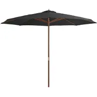 vidaXL Parasol avec mât en bois 350 cm Anthracite