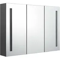 vidaXL Armoire à miroir LED pour salle de bain 89x14x62 cm Gris