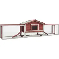 vidaXL Clapier à lapins rouge 310x70x87 cm Pin & sapin massif