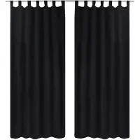 vidaXL 2 pcs Rideau à Passant Micro Satin Noir 140 x 175 cm