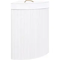 vidaXL Panier à linge d'angle Bambou Blanc 60 L