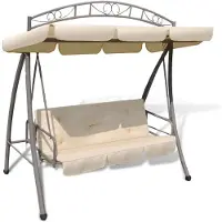 vidaXL Balancelle hollywoodienne avec fonction lit et toit sable blanc