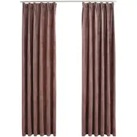 vidaXL Rideau occultant et crochet 2pcs Velours Rose antique 140x225cm