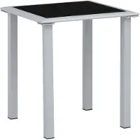 vidaXL Table de jardin noire et argentée 41x41x45 cm acier et verre