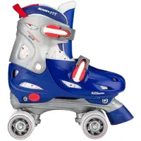 Nijdam Unisexe, Patins à roulettes, Rolschaatsen Junior Verstelbaar Hardboot - Roller Rage - Blauw/Rood/Zilver - 27-30 (27, 28, 29, 30), Bleu, Rouge, Multicolore, Argent