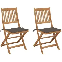 vidaXL Chaises de jardin pliantes 2 pcs. avec coussins en bois massif d'acacia