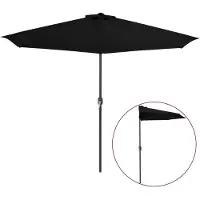 vidaXL Parasol de balcon Mât en aluminium noir 300x155x223cm semi-circulaire