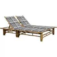 vidaXL Bain de soleil 2 personnes avec coussins en bambou