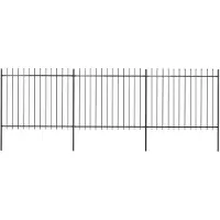vidaXL Clôture de jardin avec pointes de lance Acier 5,1 x 1,5 m Noir