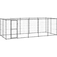vidaXL Chenil extérieur Acier avec toit 12,1 m²